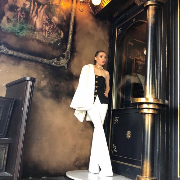 ZARA BUTTON BUSTIER BLACK GOLD TOP - Picture 10 of 10